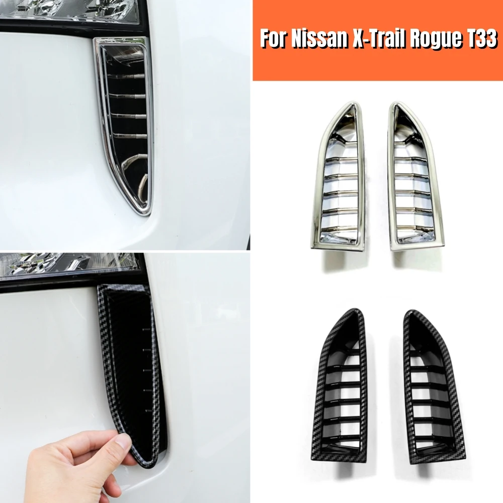 

For Nissan X-Trail T33 Rogue 2021 2022 2023 Front Headlight Eyelid Eyebrow Cover Trim ABS Plastic Chrome Car Styling Accessories