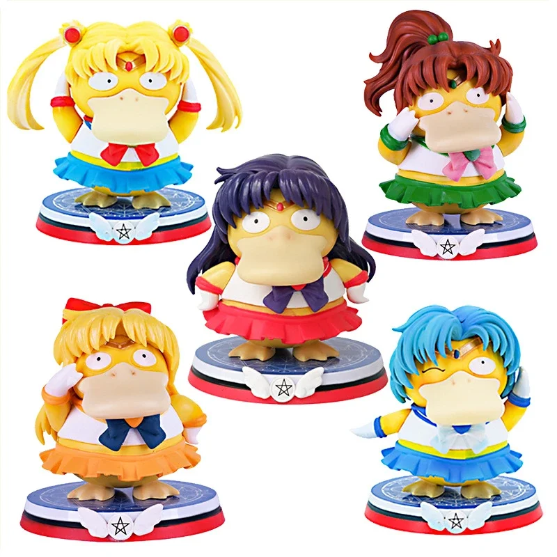 

Pokemon Psyduck Cos Sailor Moon Sailor Mercury Anime Action Figure Cartoon Kawaii Figurine Anime 13cm Pvc Model Toy For Kid Gift