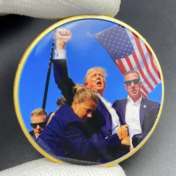 Trump'a Saldırı Mücadelesi Parası 2024 ABD Başkanı 47. Altın Para Koleksiyon ABD Kapsülde Hatıra Madalyasıyla Mücadele