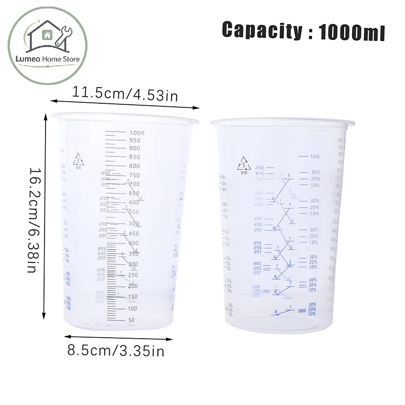 10Pcs 600/1000ML Paint Mixing Calibrated Cup Plastic Paint Mixing Cups Mixing Pots For Accurate Mixing Of Paints And Liquids