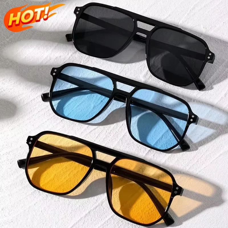 Gafas de Sol Grandes Vintage para Hombre y Mujer, Gafas de Sol Cuadradas de Diseñador de Marca, Unisex, Lentes Negras, Gafas de Sol Masculinas y Femeninas con Protección UV400