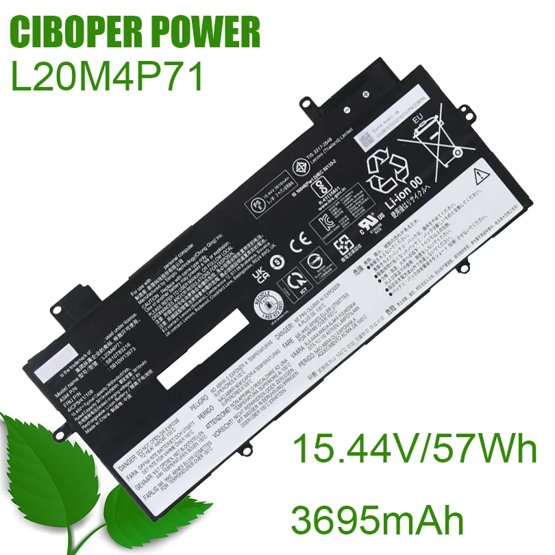 

CP Genuine Battery L20M4P71 15.44V/3695mAh/57WH L20L4P71 ​​L20C4P71 L20D4P71 For X1 Carbon 9th Yoga G6 6th Gen 20XW 20XX 2021