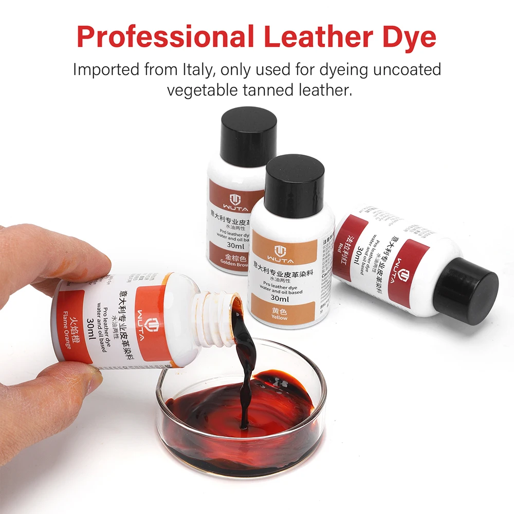 WUTA 100ml Pro Leather Dye Water & Oil Based Penetrating, Permanent Dye DIY Coloring Uncoated Leather for Shoe, Boots, Belts, Ba