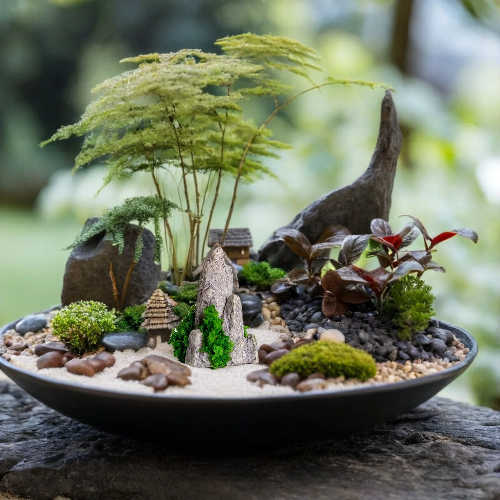 

10 Pcs Micro Landscape Decoration Miniature Pond Bonsai Decorations Rockery Fish Tank Ornament Grey DIY