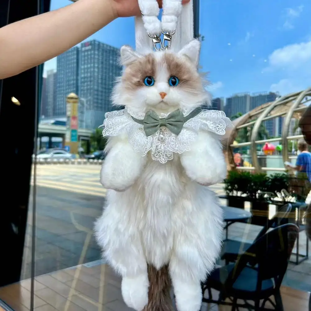 Kattenrugzak Levensechte knuffeldier pluche tas Handgemaakte schattige katvormige rugzak Personaliseer je stijl damestas