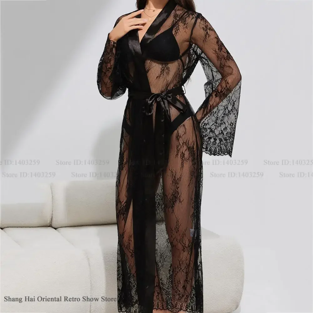 

Искушение, кружевное домашнее платье, сексуальное длинное платье с перспективой, интимное белье, халат, модная женская одежда для сна, ночная рубашка