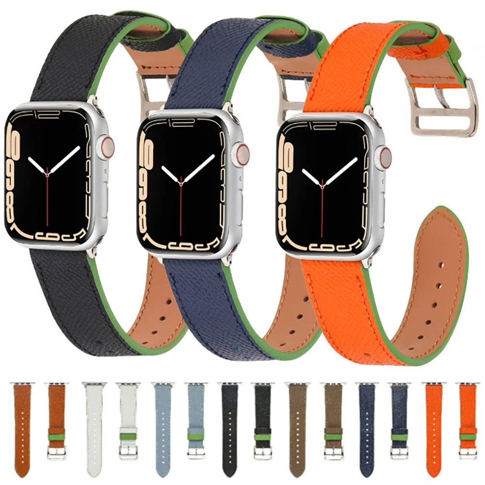 

Premium Leather Strap for Apple Watch 45mm 41mm 49mm 44mm 40mm 42mm 38mm Bracelet Wristband for iWatch Series 8 7 6 5 4 SE Ultra