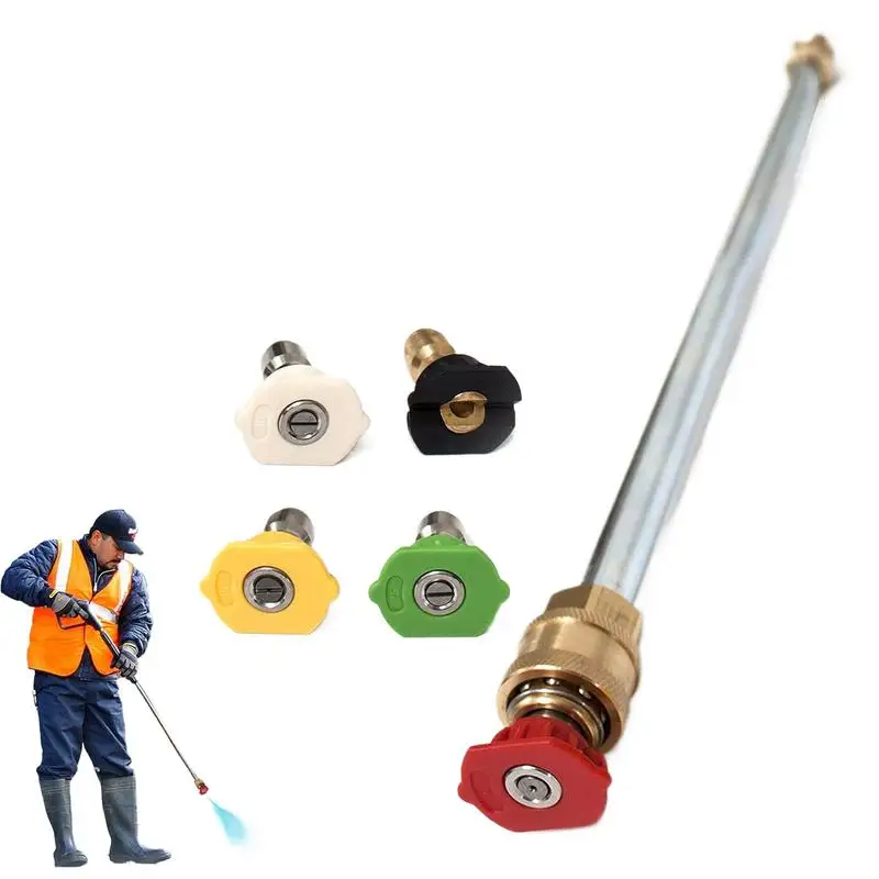 

Pressure Washer Extension Rod 4000PSI Car Pressure Washer Attachment With 5 Nozzles Pressure Washer Rod Attachment For Windows