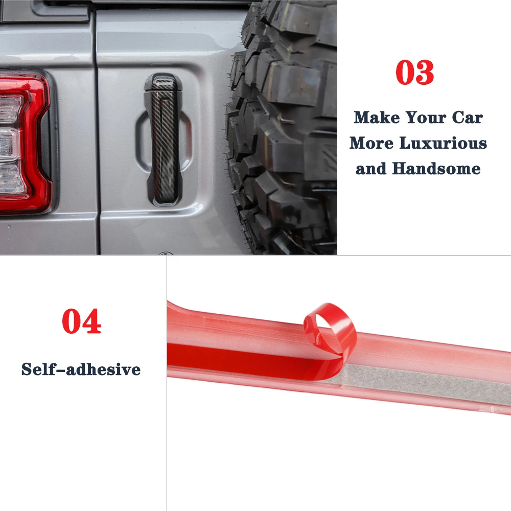 Car Door Grab Handle Decoration Cover Trim for Jeep Wrangler JL Gladiator JT 2018-2021 2022 2023 4-Doors Exterior Accessories