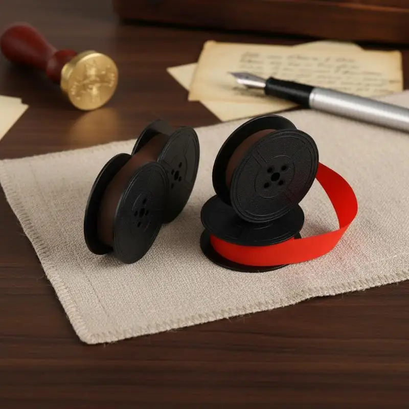 1Set Typewriter Ink Ribbon Portable Typewriter Ribbons Nylon Calculator Ribbon Replacement Typewriter Accessories Black