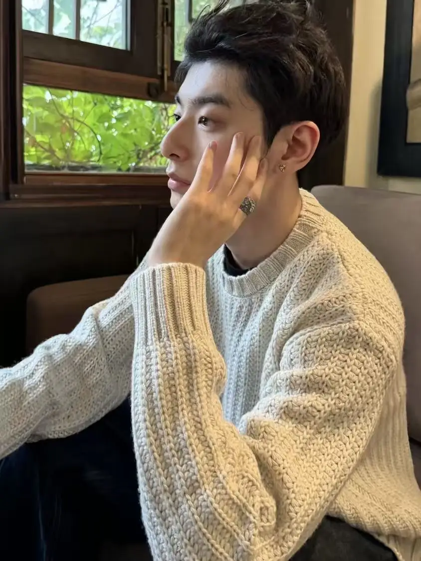 

Американский ретро свободный крой круглый свитер Ne осень-зима ленивый вязаный топ из полиэфирного волокна теплый цвет