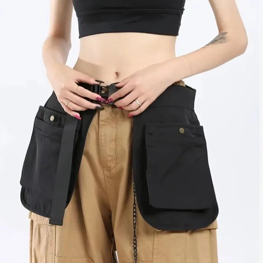 Multi Pocket Apron Two-sided Waist Bag Unisex Belt Bag  Outdoor Latest Work Running Large Capacity Waterproof Nylon Bum Bags