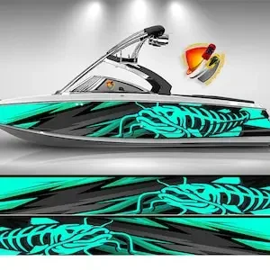 

Catfish Aqua Graphic Vinyl Boat Wrap Fishing Pontoon Sportsman Sea Water Watercraft Sea Doo Chaparral Water Sports etc.. Boat Wr