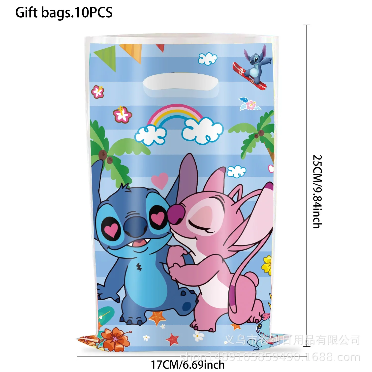 10/20/30pcs Disney Stitch Happy Birthday Party Gift Bags Cute Pink Angel Candy Box Baby Shower Supplies Kids Favors Gifts Toys