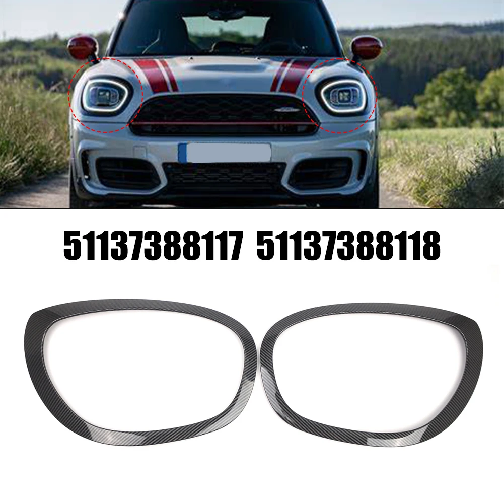 

2pcs Car Headlight Frame 51137388117 51137388118 Carbon Pattern Headlight For Mini Cooper F60 F61 For Countryman 2017-2023