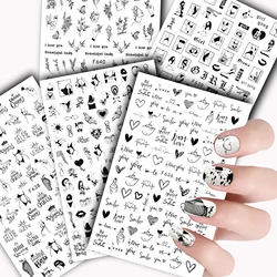 Love Abstract Retro Flower Nail Stickers Nail Art Supplies Nail Slider Sexy Woman Nail Art Stickers DIY Nail Decoration