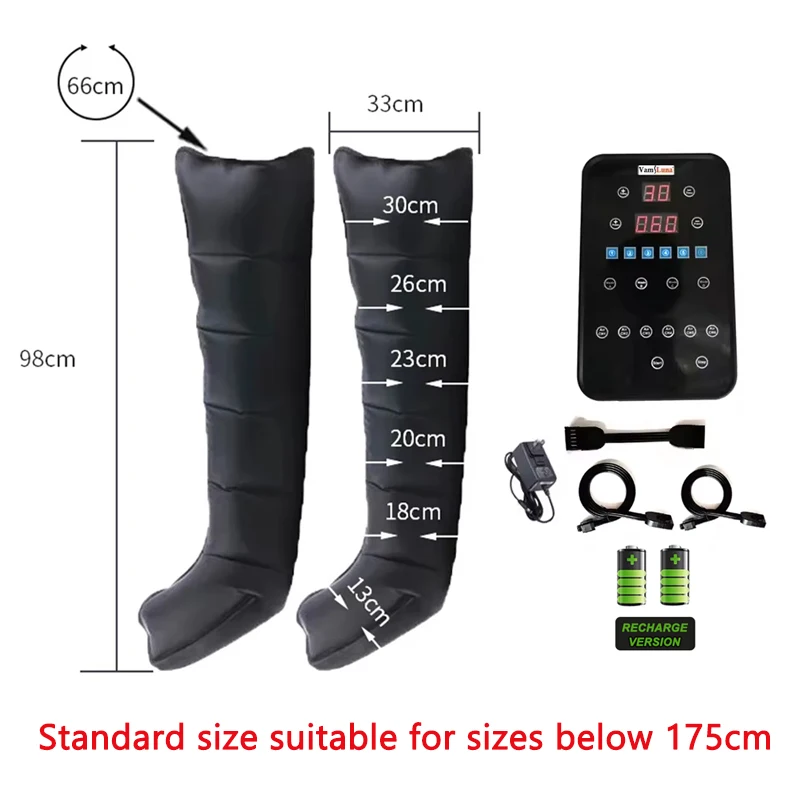 Masażer nóg kompresyjny powietrza Konstrukcja z możliwością ładowania Rozmiar XXXL Pneumatyczne buty regeneracyjne Pompa cyrkulacyjna Relaks mięśni Relaks