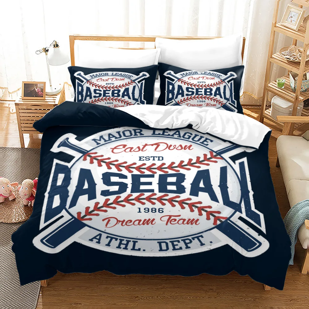 Baseball Bedding Set American Ball Sport Soft Washable Duvet Cover King Queen Twin Single Double Size Kids Boys Birthday Gift