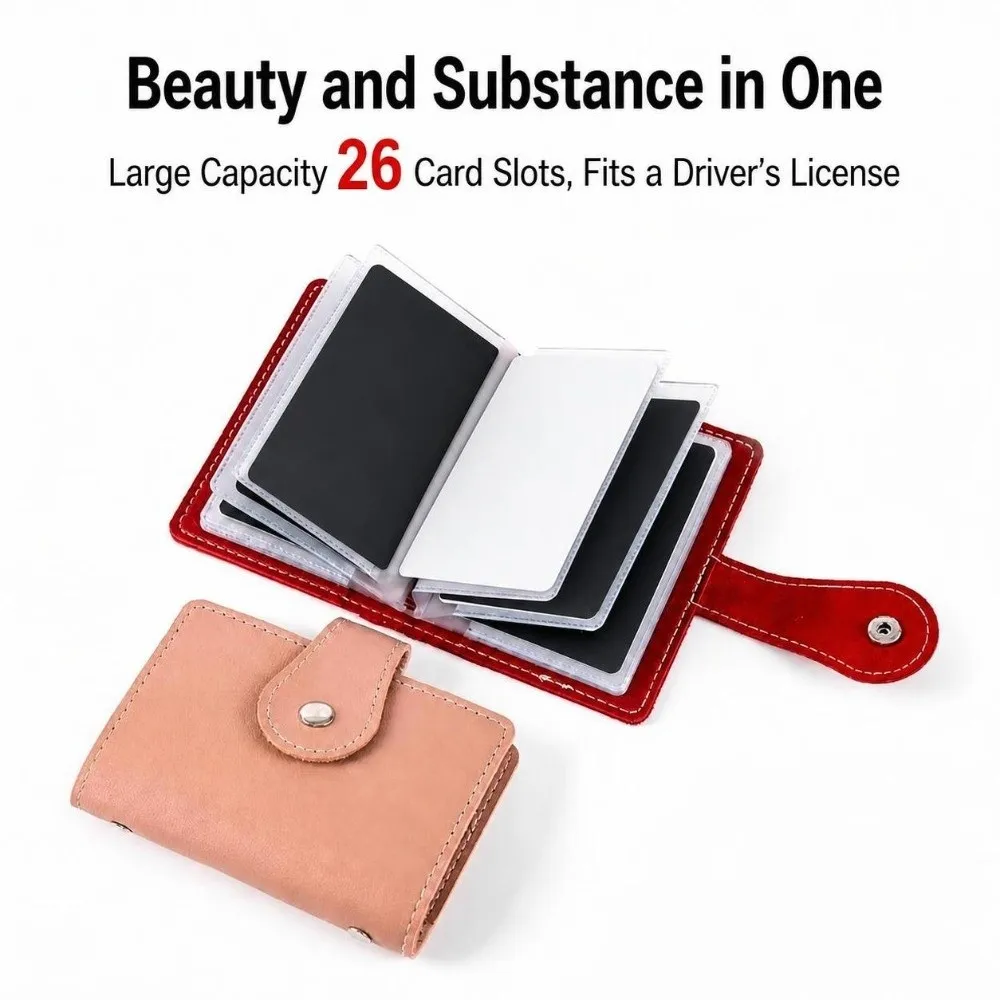 Portable 26 Slots Card Holder Bag RFID Blocking Simple Credit ID Card Organizer Wallet PU Leather Pocket Case for Women Men