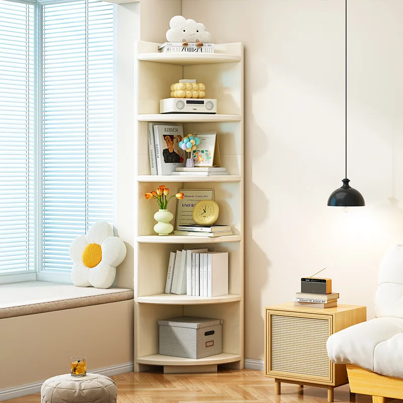 Corner Cabinet Triangle Shelf Integrated Against the Wall Bedroom Corner Student Bookcase Storage Side