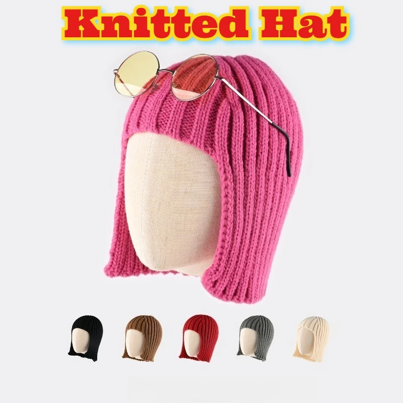 

Chic Women Wig Cap Beanie Knitted Winter Warm Ear Protection Fleece Lined Fashion Hair Integration Thermal Street Style Slouchy