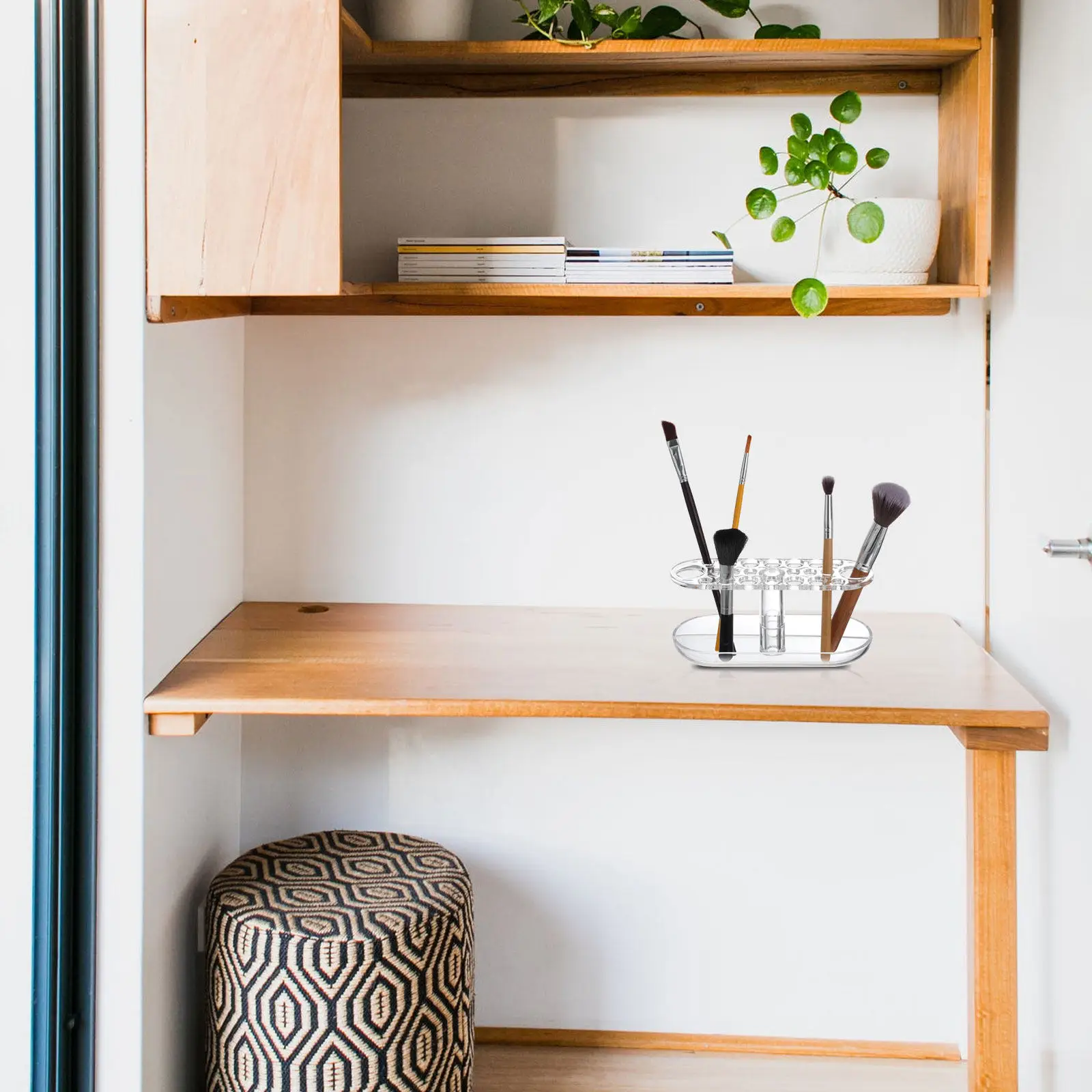 

1 шт. акриловая подставка для сушки кистей для макияжа, органайзер для инструментов, минималистичная подставка с точными отверстиями для сушки и мытья