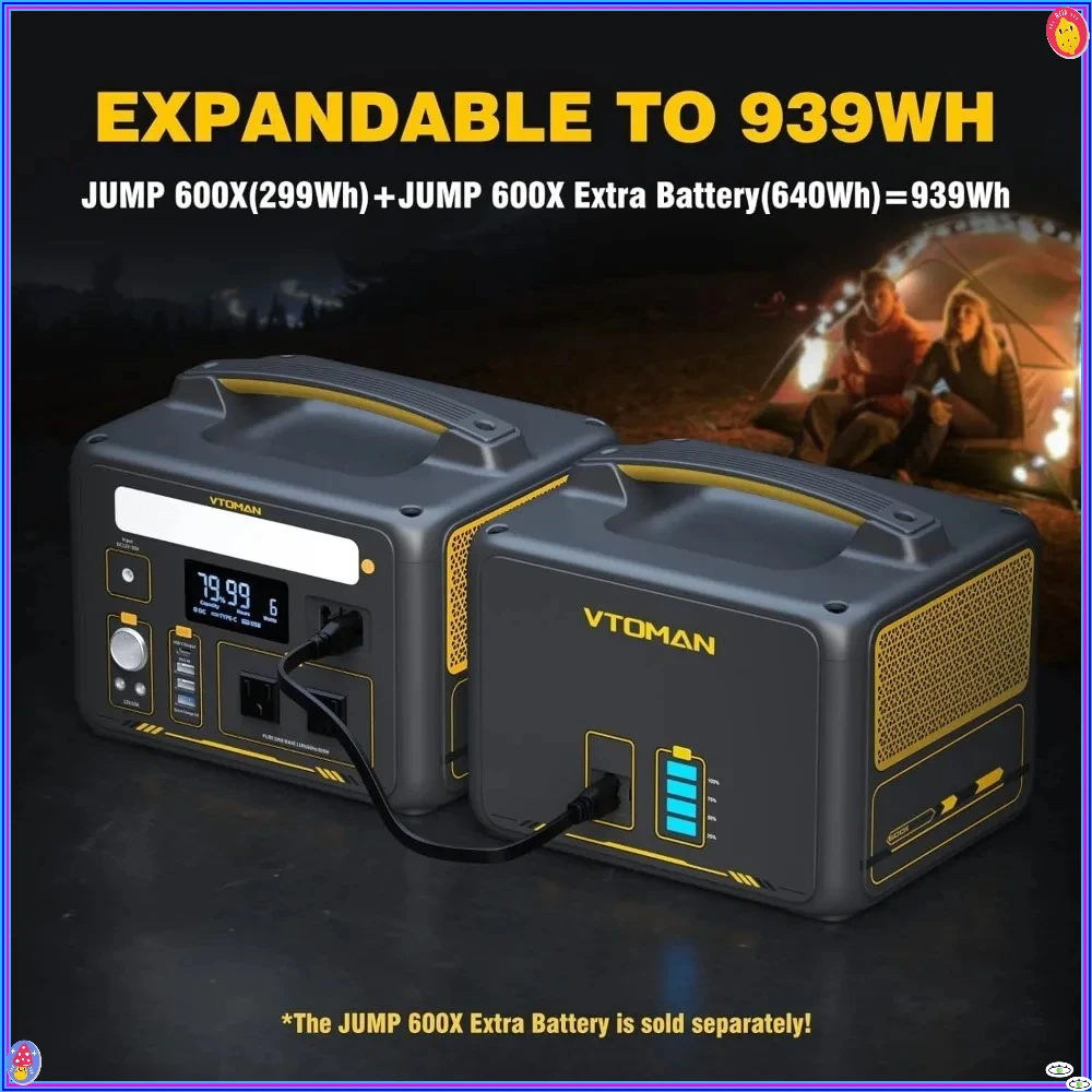 600Wポータブル電源、299Whリン酸鉄リチウムソーラー発電機、キャンプに最適。