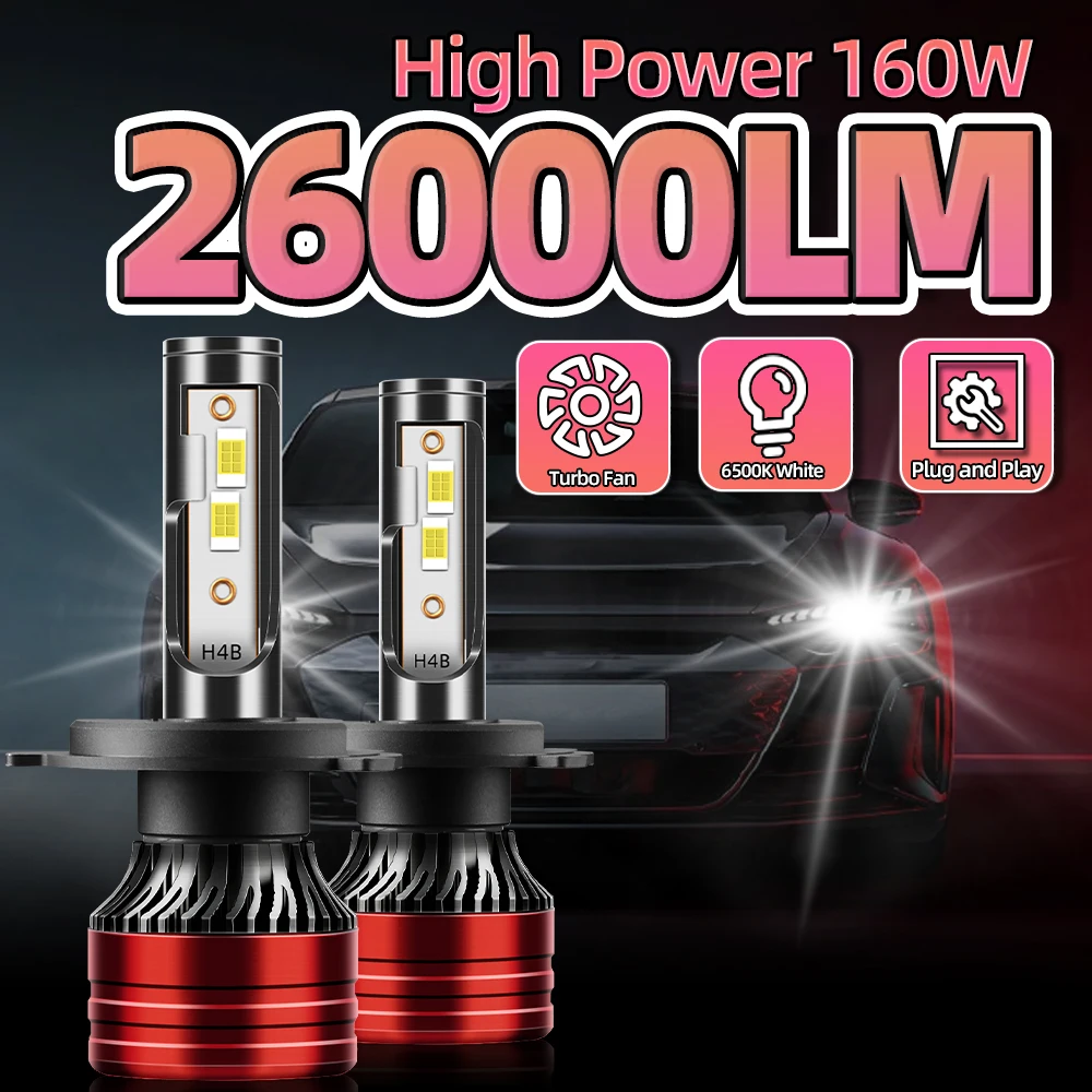 

160W 26000LM H7 H4 H11 LED Headlight High Power H1 H8 H9 HB4 HB3 9005 9006 9007 9008 9004 H13 H27 880 Turbo Lamp 6500K Car Light