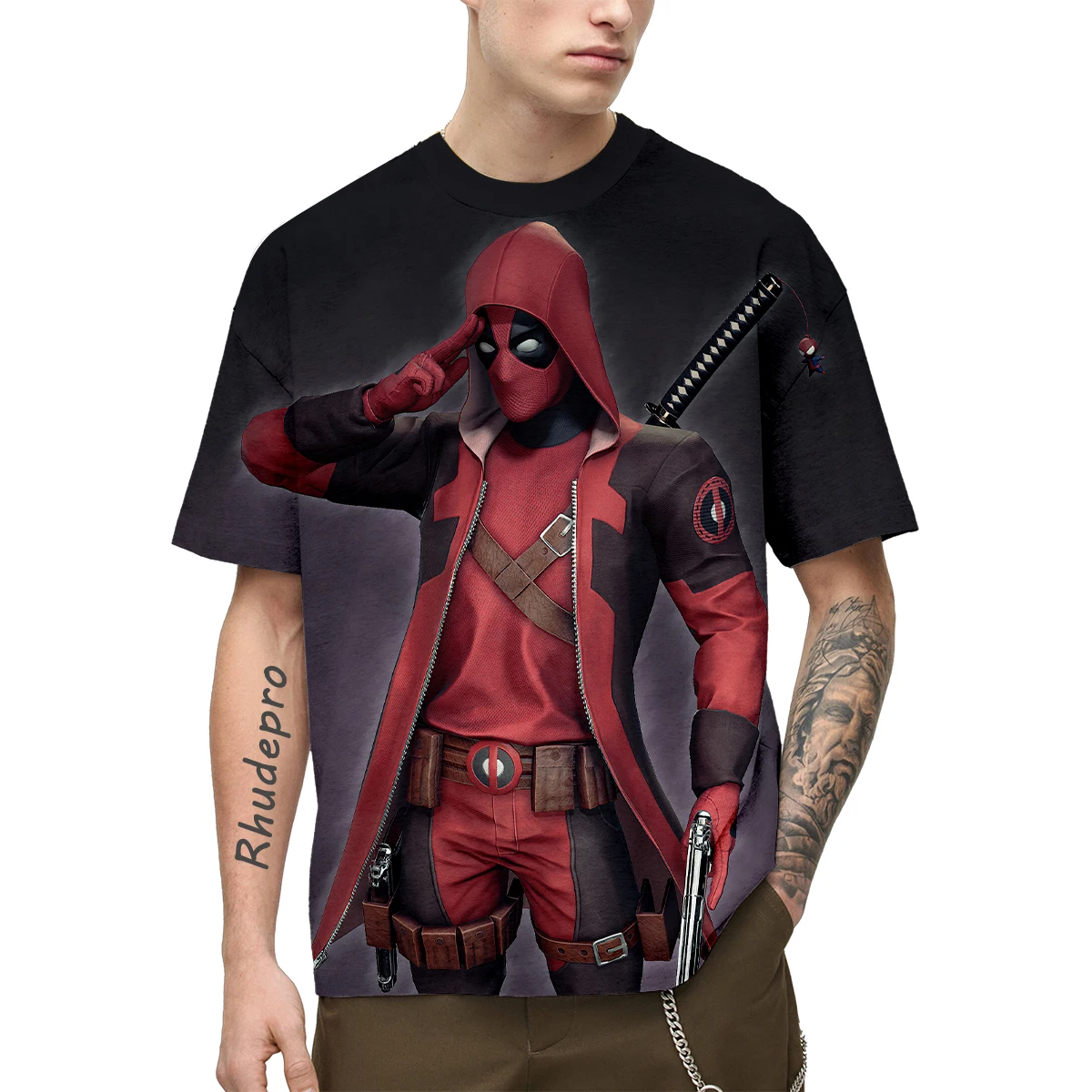 Miniso-super-herói t-shirt para meninos, super-herói, spiderman, deadpool, roupas infantis, roupa de bebê, top para meninos, 2021