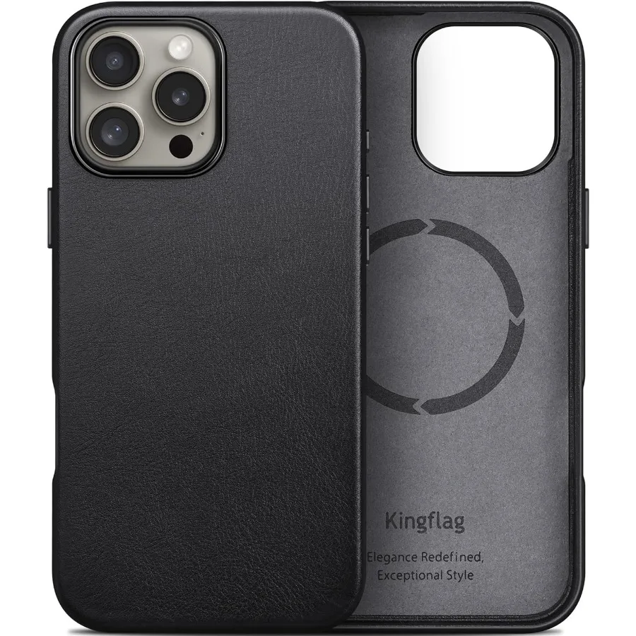 

Premium Oil Wax Top-Grain Leather Case for iPhone 16 Pro 6.3 inch with MagSafe Compatibility Durable Metal Buttons and Precisio