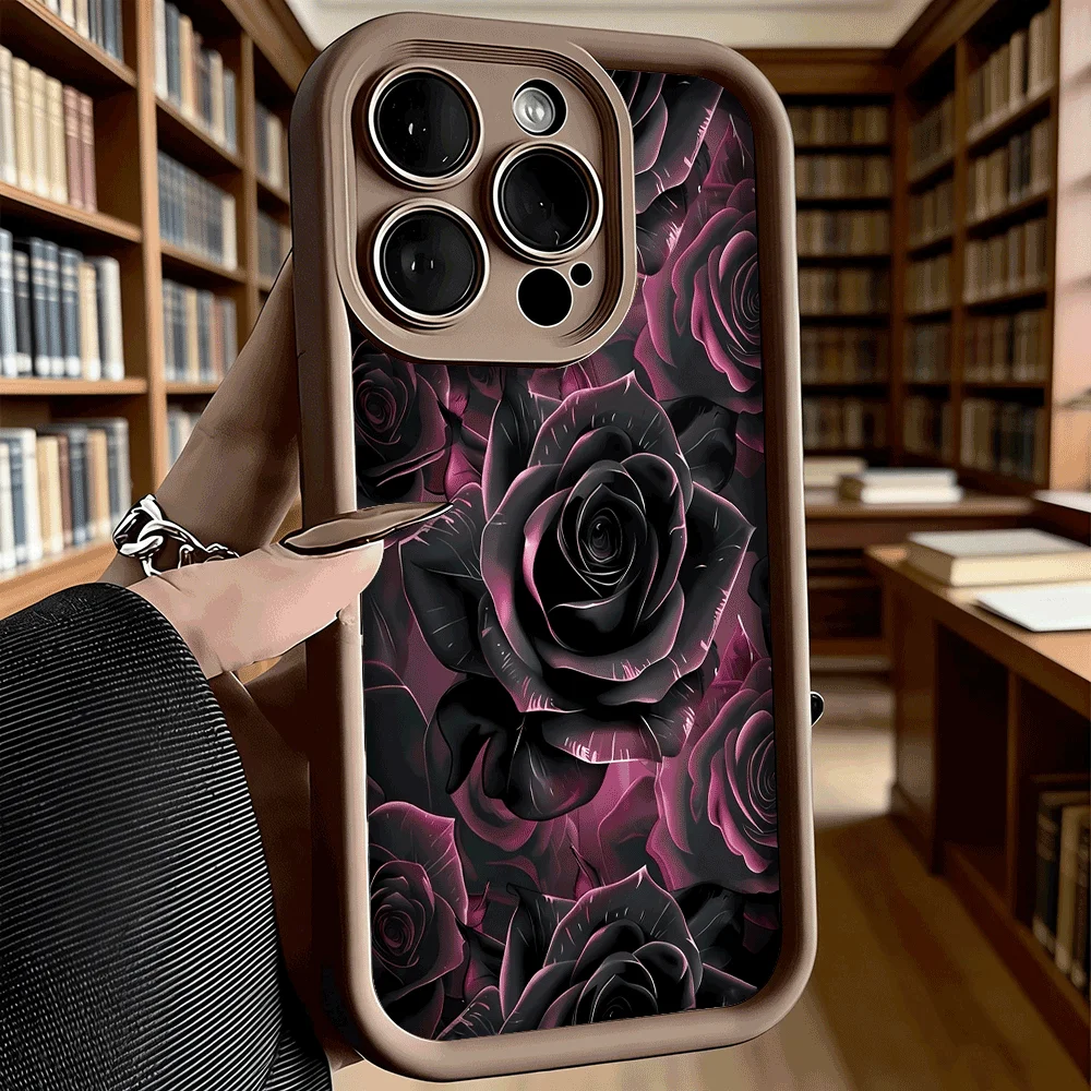 Dunkelrosa Rosen Kunst Luxus Anti-Rutsch TPU Handyhülle für Xiaomi Redmi Note 15 14 13 12 11 10 9 Pro Vollschutz-Cover – Detail 10