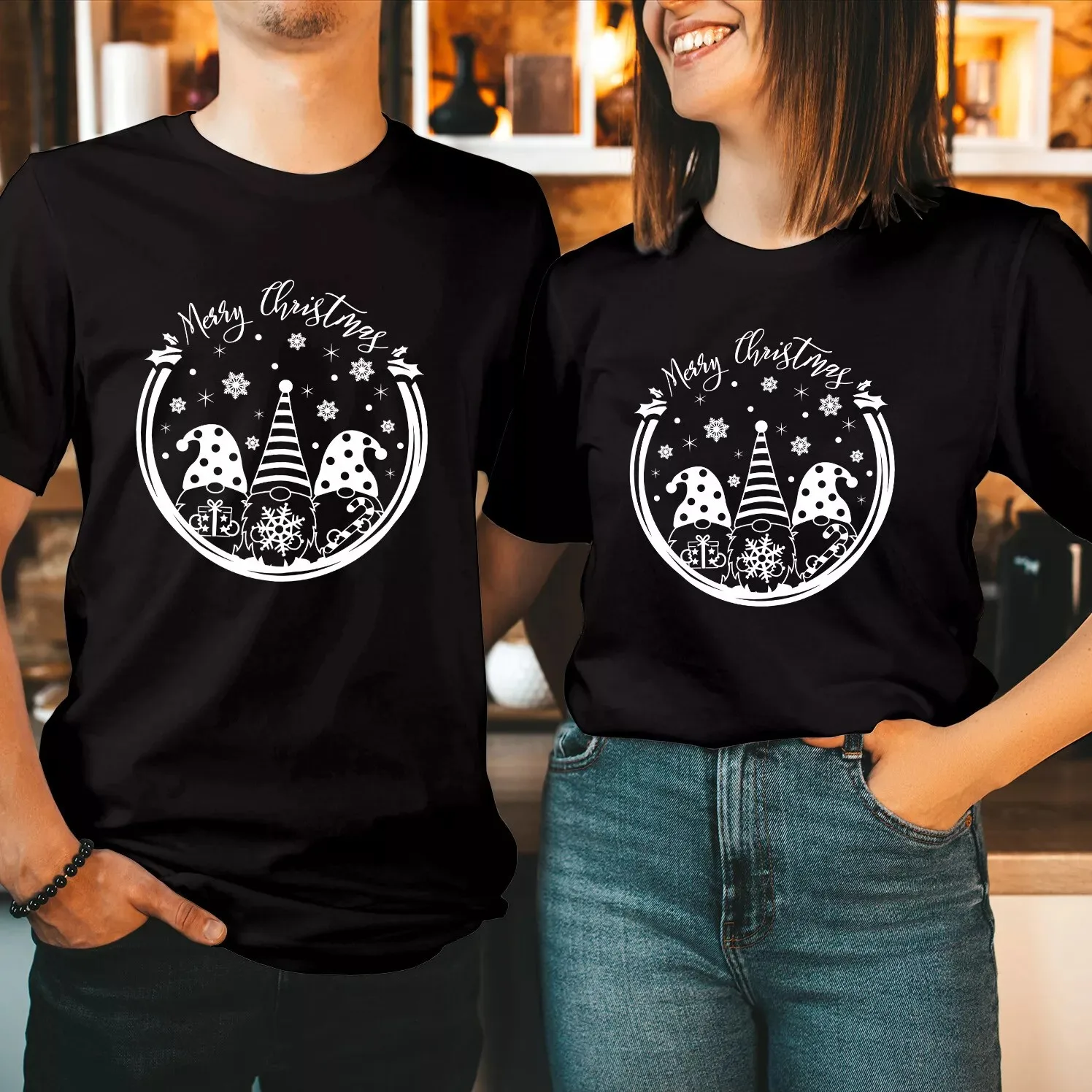 

Merry Christmas Gnome Shirts Funny Xmas 3 Gnomes Men Women Tshirt Christmas Romantic Couple Special T-Shirt