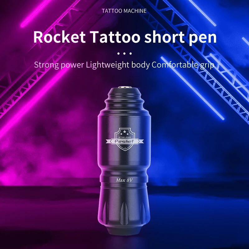 Mini Rocket Set máquina de tatuaje inalámbrica, fuente de alimentación, interfaz RCA, batería rotativa profesional, Kit de pistola