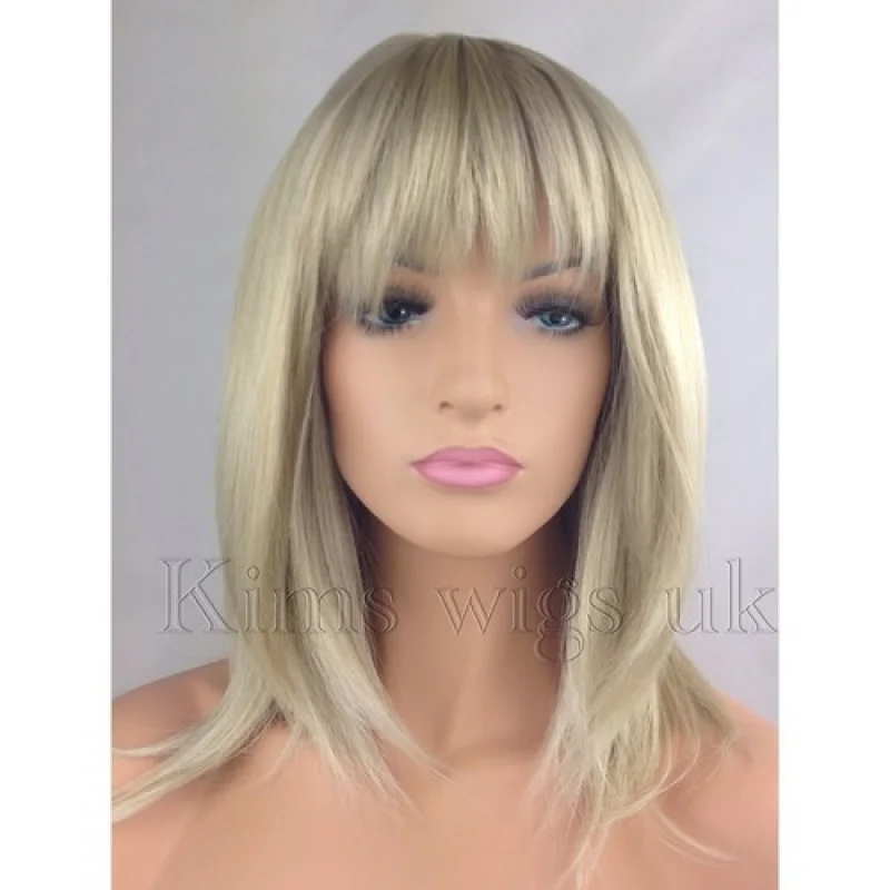 BLONDE WIG LADIES WOMENS RAZOR CUT SHOULDER LENGTH FASHION HAIR FULL HEAD UK