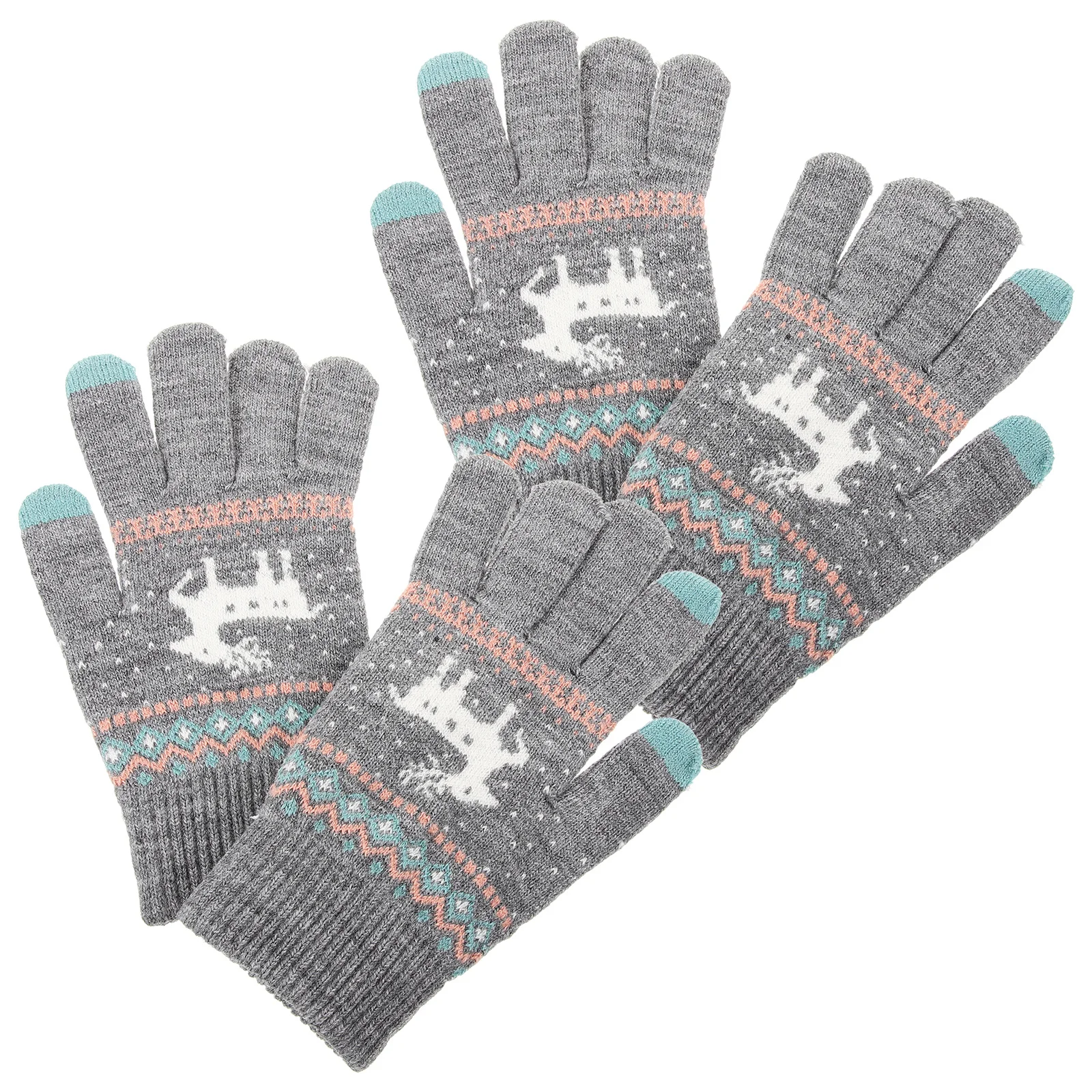 

2 пары детских вязаных перчаток, зимние теплые однотонные перчатки с длинными пальцами, подарок на сезон, зимние аксессуары