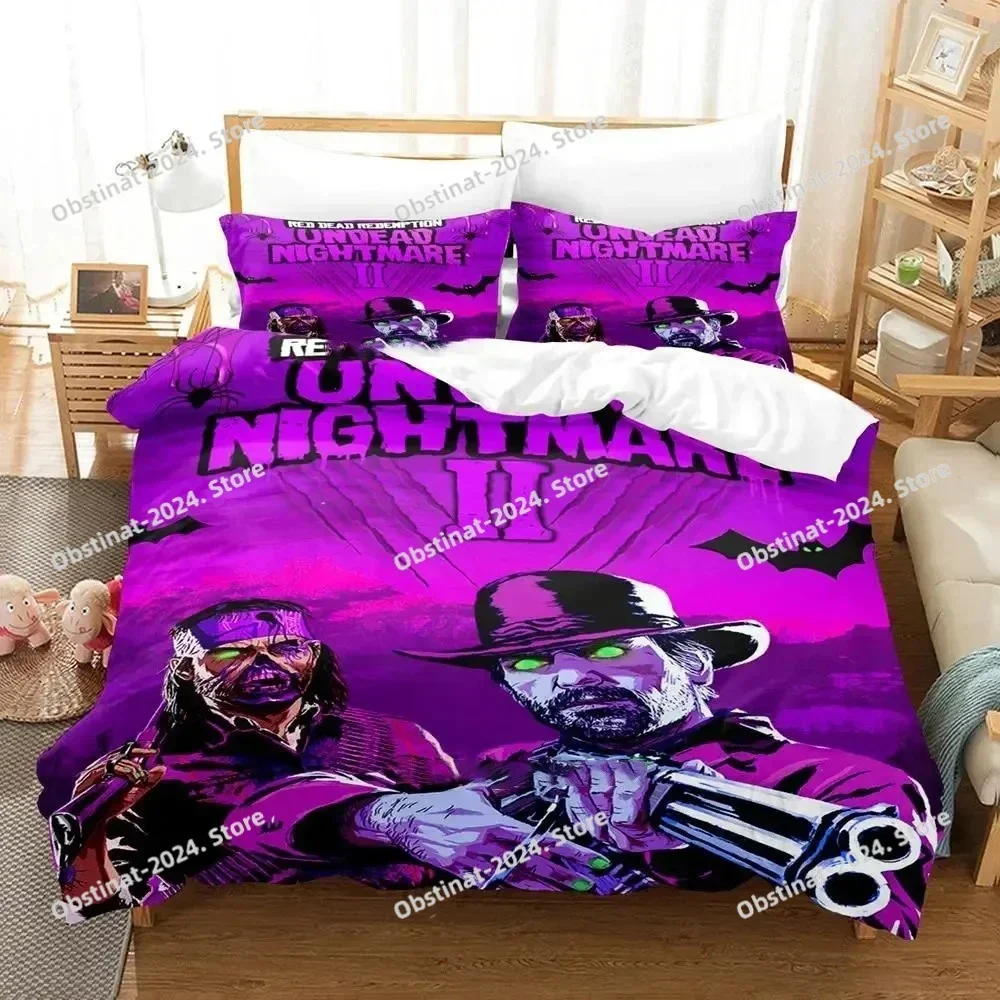 

Undead Nightmare Red Dead Redemption Bedding Set Printed single Comforter Quilt Duvet Cover Pillow Case 3 Pieces Kids Adult Size