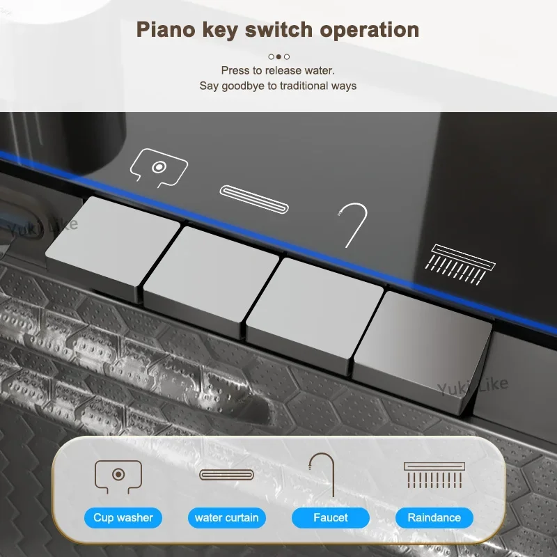 Imagem -04 - Pia de Cozinha de Cachoeira de Slot Único Grande Conjunto de Torneira de Display Digital Integrado Lavatório em Relevo Aço Inoxidável