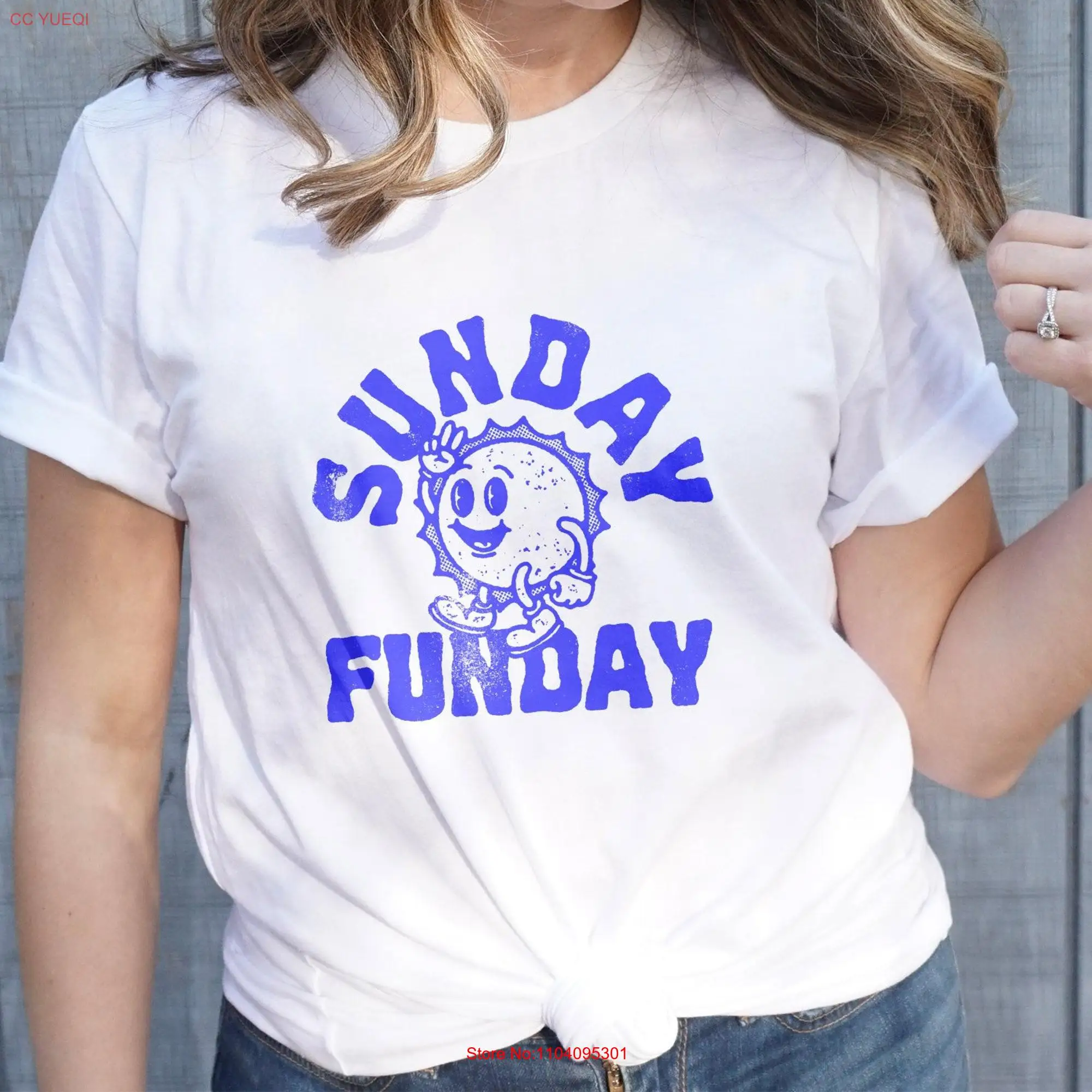 Sunday Funday T Shirt Retro Casual Weekend Outfit Comfort Wear Vintage Style Fun Sun Character Top long or short sleeves