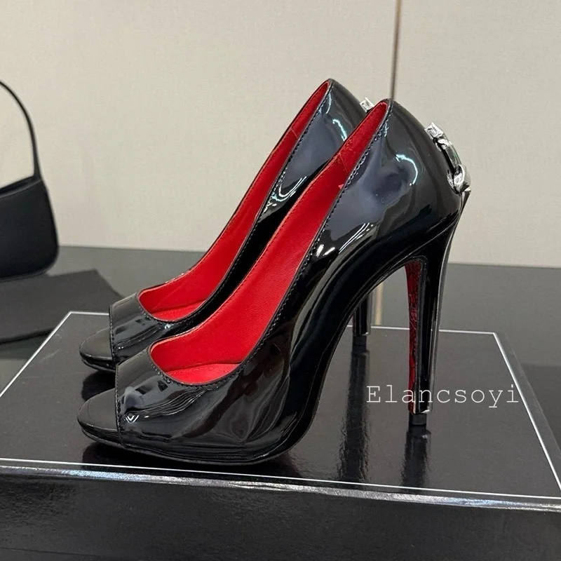 Pumps Pointed Toe Super High Heels Women Metal Sword Peep Toe Thin Heels Single Shoes Spring Autumn Sexy Party Banquet Shoes