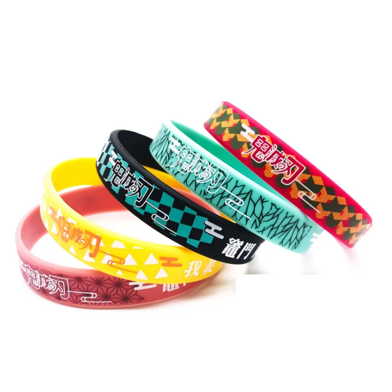 1Pc Anime Demon Slayer Kimetsu No Yaiba Blade Of Ghost Wristband Rubber Silicone Men Bracelet Sport Jewelry Gifts