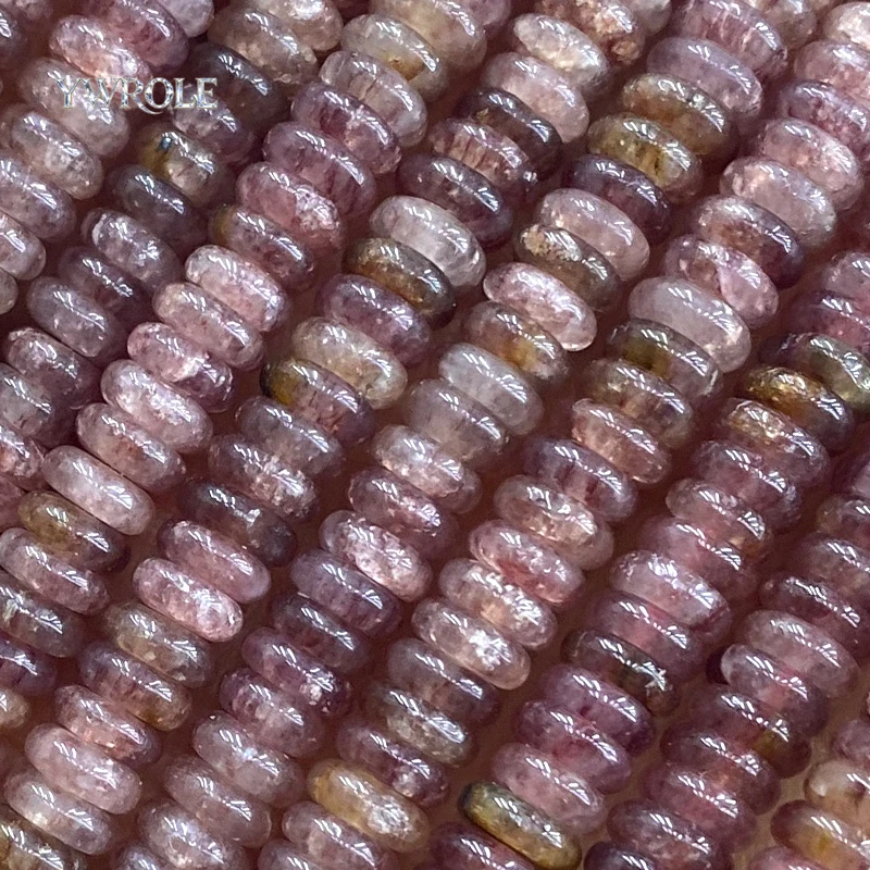 Flat Rondelle 2x6MM Strawberry Quartz Natural Stone Loose Spacer Beads for Jewelry Making Diy Bracelets Charms Accessories 15‘’