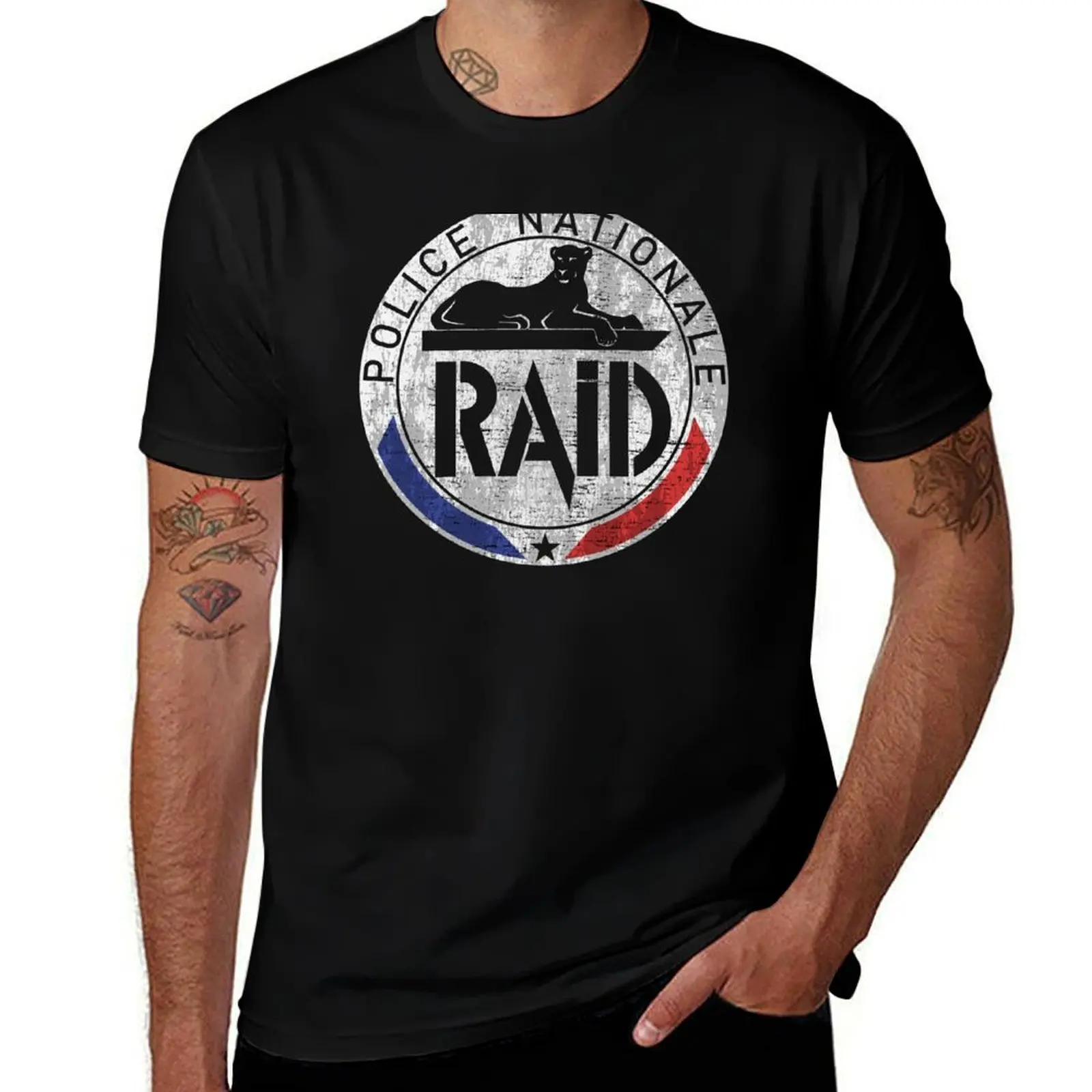French Police RAID #3031 T-Shirt Big Size Short Sleeve Casual Top