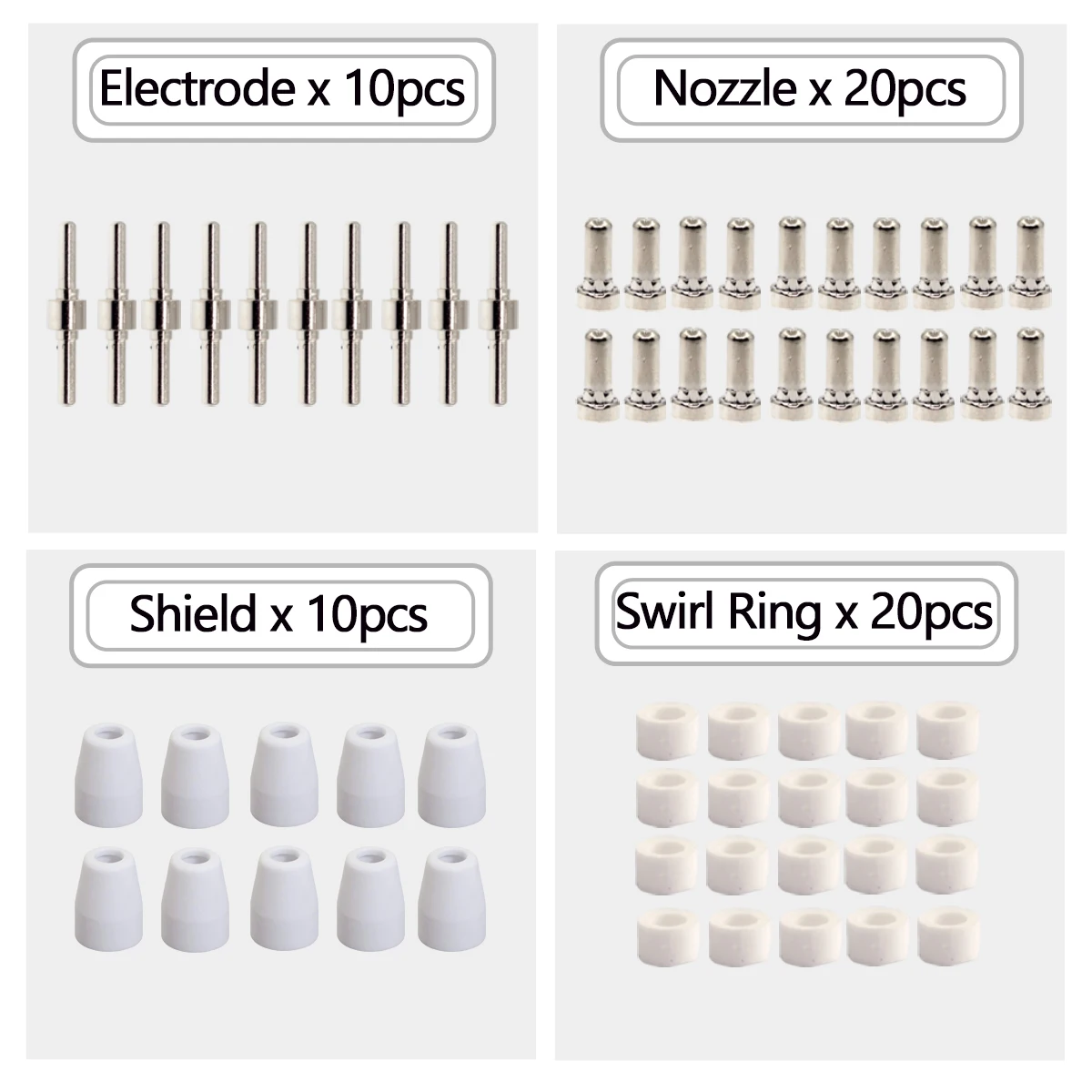 PT-31 JG-40 WSD-LG40 Plasma Cutting consumables Electrode Tips Nozzle Kit Fit CUT 50D 50 40D 40 (Extended Nickel-plated) PKG/60