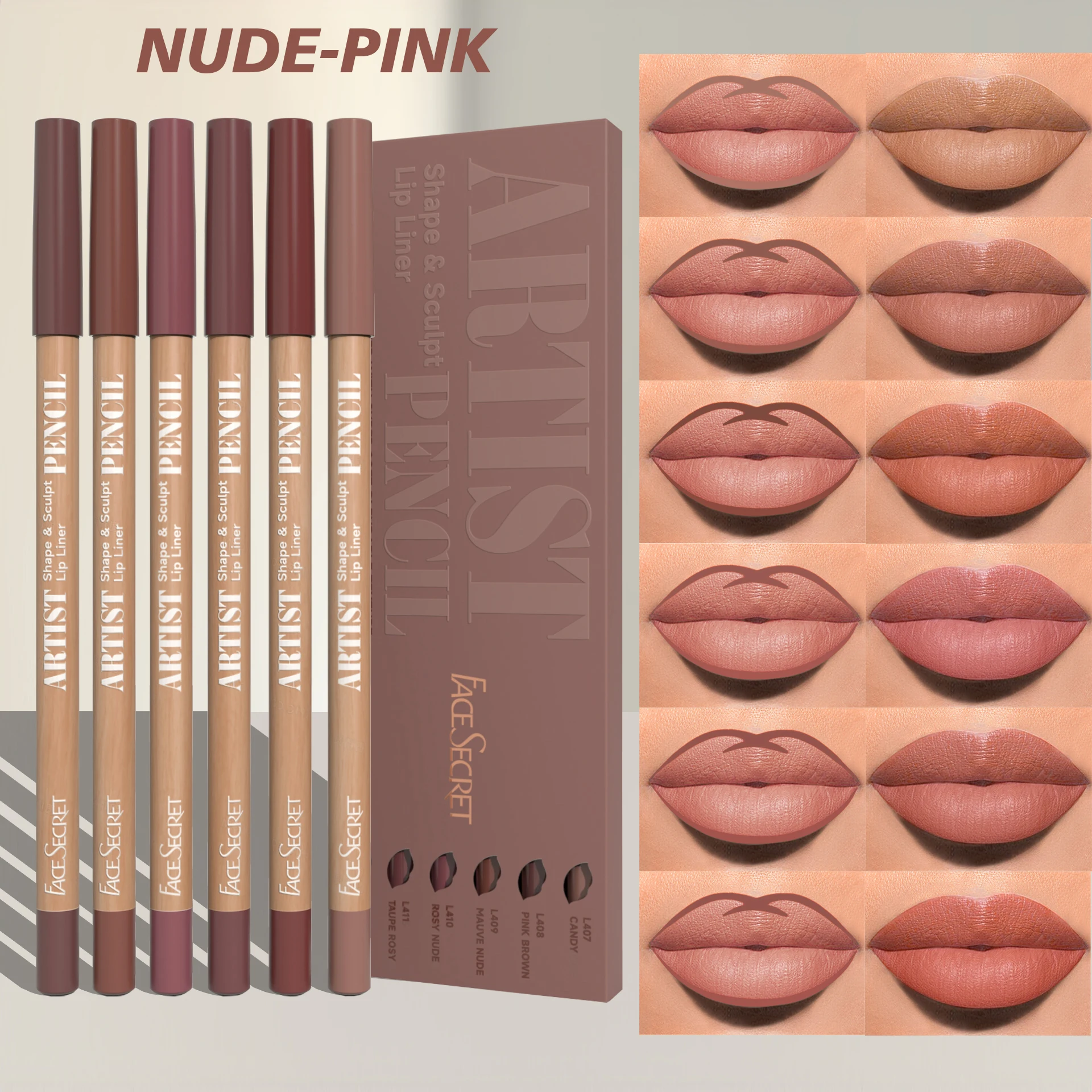 6 pezzi penna per labbra 6 colori impermeabile e resistente al sudore non facile da sbiadire tazza antiaderente set di matite per rossetto nudo