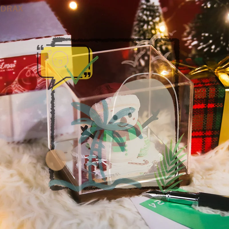 

Time Piece Calendar 2026 Desk Calendar With LED Light 3D Tear-away Calendar Paper Carving Art Memo Pad Notepad Christmas Gift