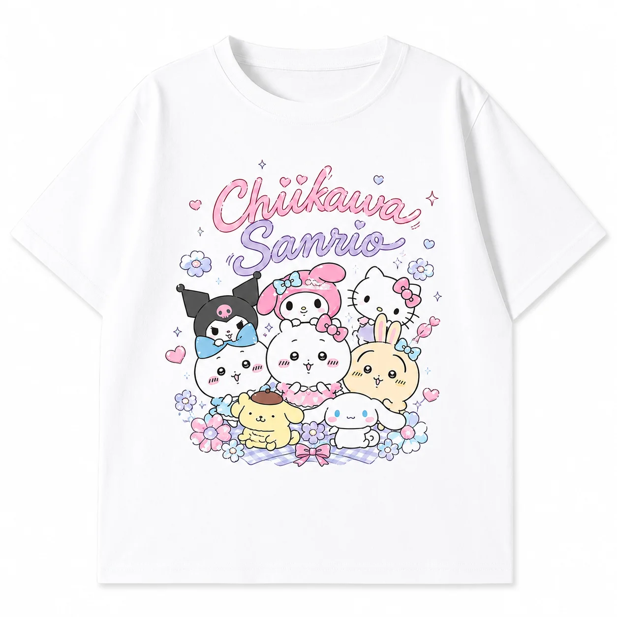 2026 CHIIKAWA Sommer Eltern-Kind Reines Baumwoll-T-Shirt Bequem Atmungsaktiv Hochwertig Ins Y2k Herren-T-Shirts – Detail 4