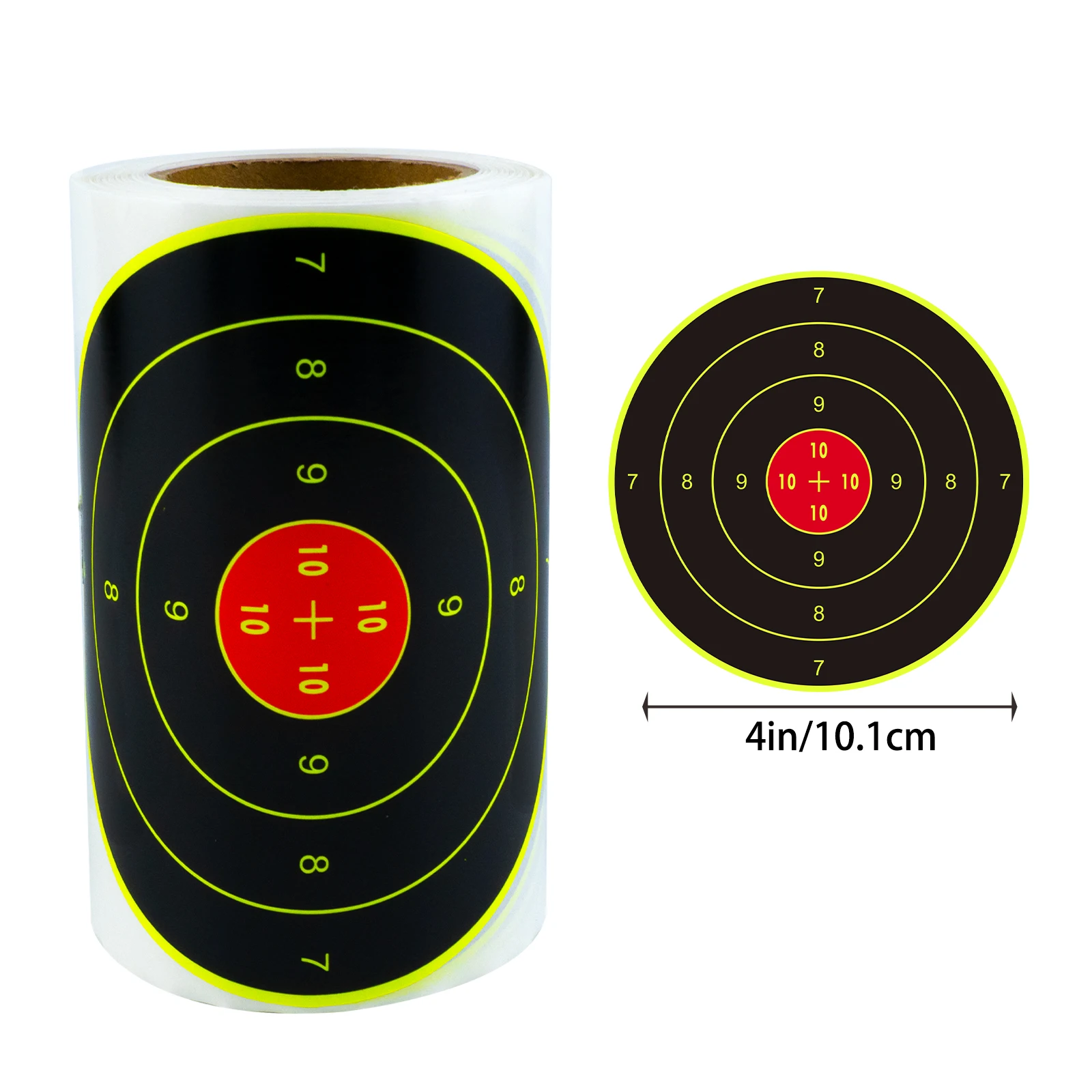 100Pcs 4inch Digital Ring Accurate Shooting Practice Splash Target Stickers Shooting Target Training Supplies Stickers Fluorescent Color Label (Can Be Used for Real Gun Practice and Air Gun Practice)