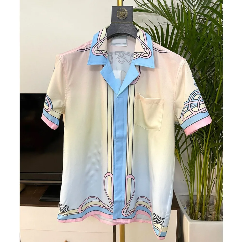 2024 spring and summer new fashion trend casual youth popular digital printing men\'s cardigan shirt trendy men