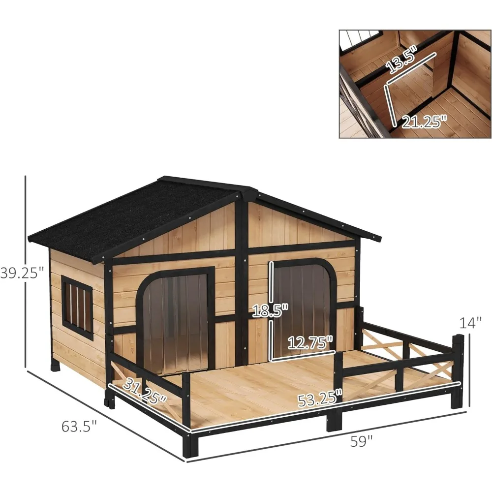 Imagem -04 - Weatherproof Piso Elevado e Varanda Canil para Cachorro Abrigo para Cães de Raça Pequena e Média Canis