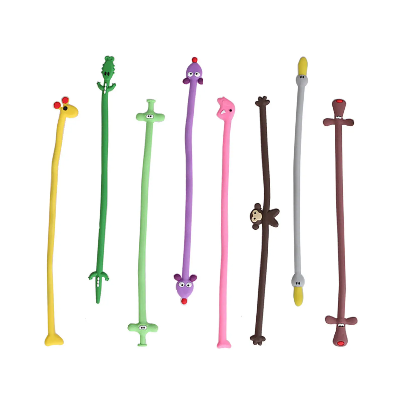 8Pcs Animal Theme Cable Organizer Cartoon Cord Wrap for Smartphone Charger Cables Laptop Accessories Headset Winders Ties